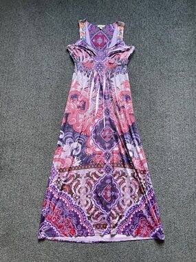 ONE WORLD Purple & Pink Paisley Sleeveless Maxi Dress